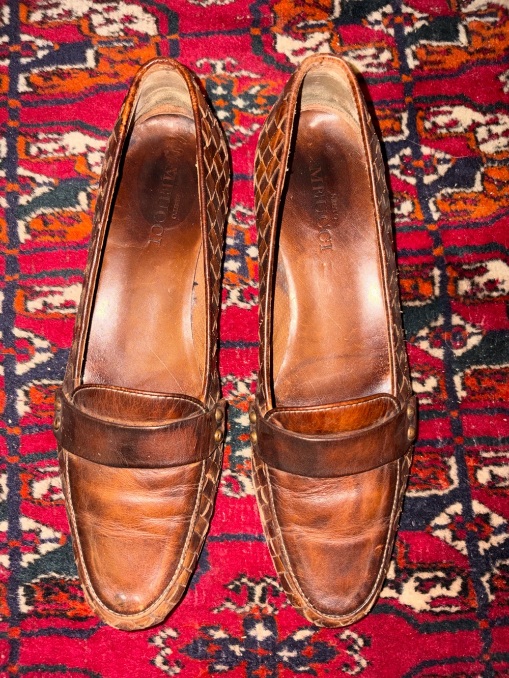 Sesto Meucci Chestnut Brown Leather Penny Loafers size 9N